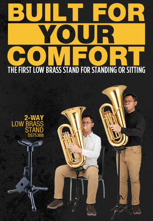 New HERCULES DS753BB Stand: Flexible Support for Low Brass Players